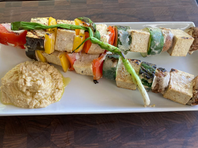 Grilled Tofu & Vegetable Kebabs with Spicy Yogurt Marinade