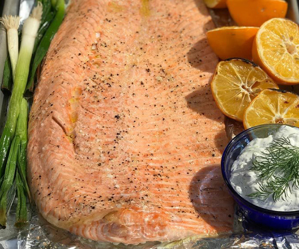 Grilled Side of Salmon with Fresh Dill Sauce Recipe