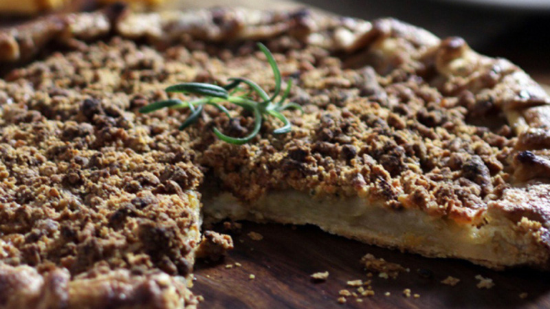 Closeup of a finished Apple Rosemary Galette.
