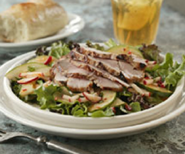 Far East Grilled Pork Tenderloin with Herbed Salad Recipe