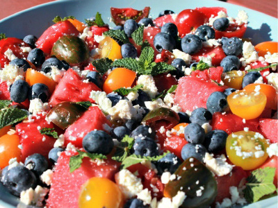 Grilled Watermelon, Heirloom Tomato and Blueberry Salad Recipe | Blue Rhino