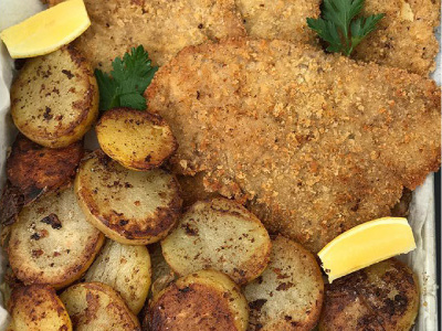 Breaded Veal with Crispy Potatoes Recipe | Blue Rhino