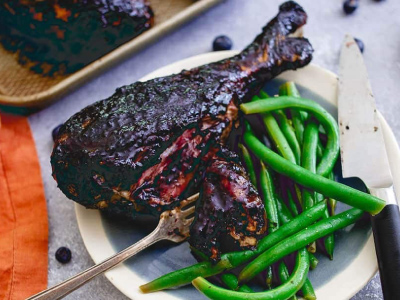 Finished Blueberry Balsamic BBQ Turkey Legs