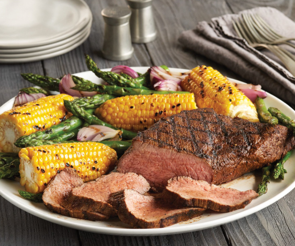 Lemon-Garlic Grilled Beef Tri-Tip Roast with Vegetables
