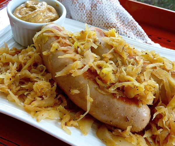 Beer Glazed Brats and Sauerkraut Recipe Blue Rhino