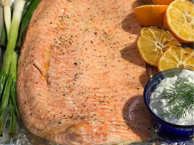 Grilled Side of Salmon with Fresh Dill Sauce Recipes | Blue Rhino