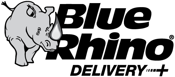 Blue Rhino Delivery+ logo black and white