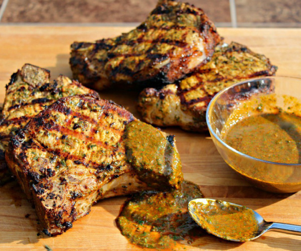 Red Chimichurri Grilled Pork Chops Recipe