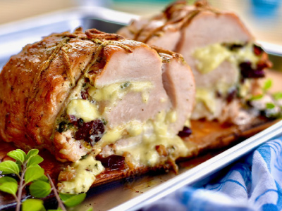Finished Cedar Planked Stuffed Turkey Breast