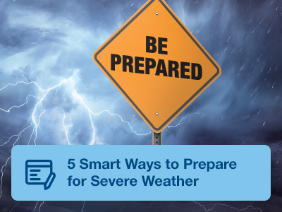 Yellow street sign with the wording "Be Prepared" on it, with stormy clouds in the background.