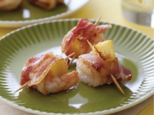 Pineapple Stuffed Shrimp Wrapped in Bacon