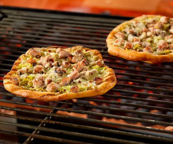 Grilled Pizzas with Herbed Pork and Brussels Sprouts Recipe | Blue Rhino