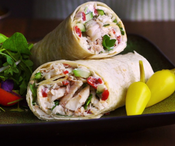 Smoked Rainbow Trout Wraps with Red Pepper Cream Cheese Recipe | Blue Rhino