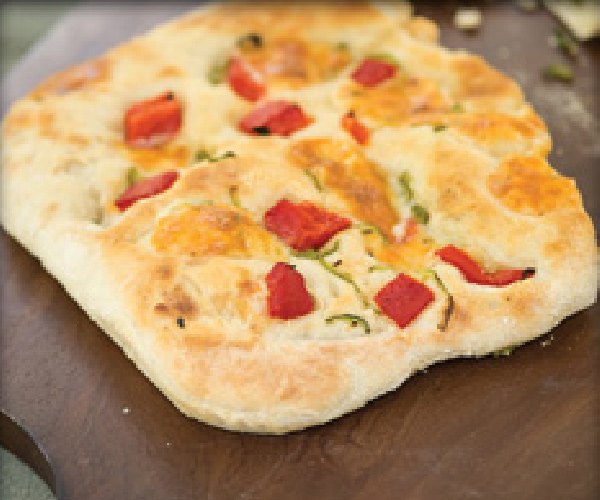 Pepper Jack, Jalapeño and Roasted Red Pepper-Filled Flatbread Recipe
