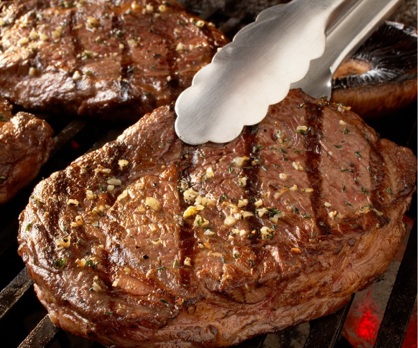 Ribeye Steaks with Blue Cheese Butter and Mushrooms Recipe