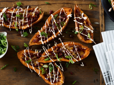 Beef Jerky Baked Potato Skins