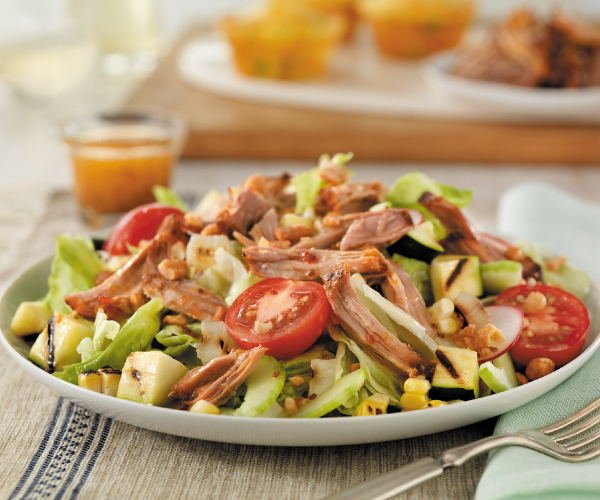 Pulled Pork Salad with Grilled Vegetables Recipe