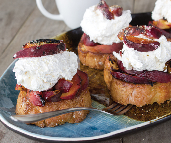 Grilled Pound Cake & Peaches with Bourbon Whipped Cream Recipe