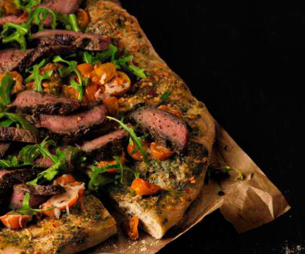 Pesto Steak & Arugula Pizza Recipe | Blue Rhino