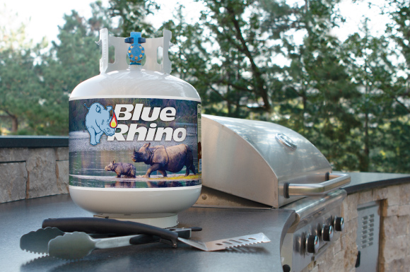 Fresh Blue Rhino tank with the International Rhino Foundation sleeve.