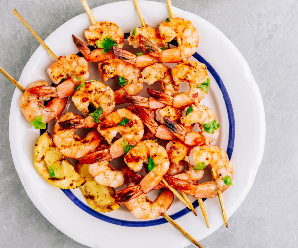 Grilled Shrimp and Peaches Recipe | Blue Rhino