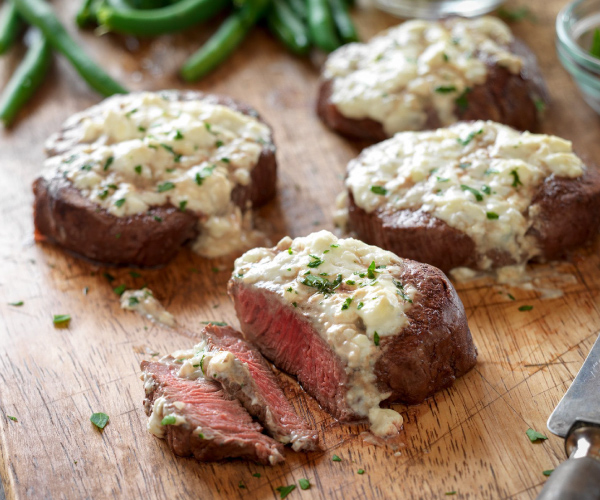 Beef Tenderloin Steaks with Blue Cheese Topping Recipe Blue Rhino