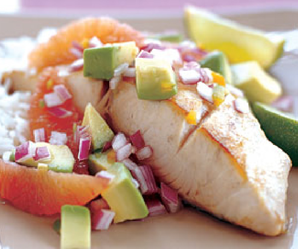 Orange-Lager Grilled Tuna with Orange-Avocado Relish Recipe