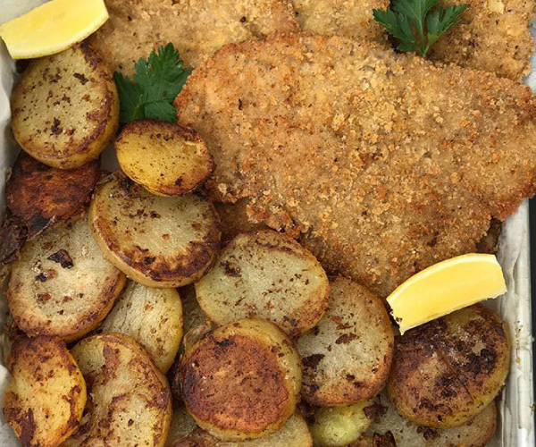 Breaded Veal with Crispy Potatoes Recipe