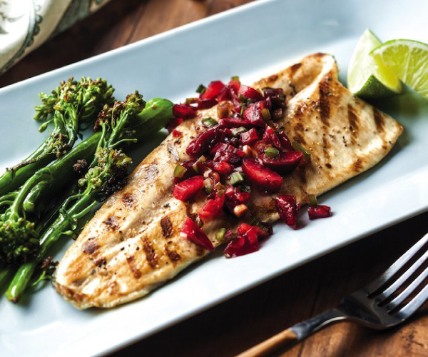 Grilled Clear Springs® Rainbow Trout Fillets with Cherry Salsa Recipe | Blue Rhino