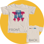 Orange circle with the Keep Five Alive t-shirt in it.