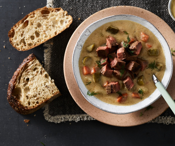 Beefy Dill Pickle Soup Recipe | Blue Rhino