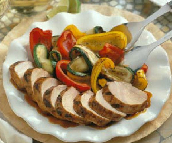 Thai Pork Tenderloin with Grilled Vegetables Recipe