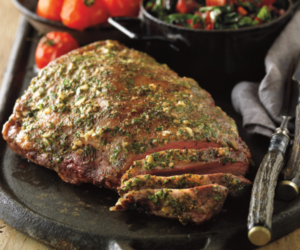 Mustard-Glazed Sirloin Roast with Sautéed Greens Recipe