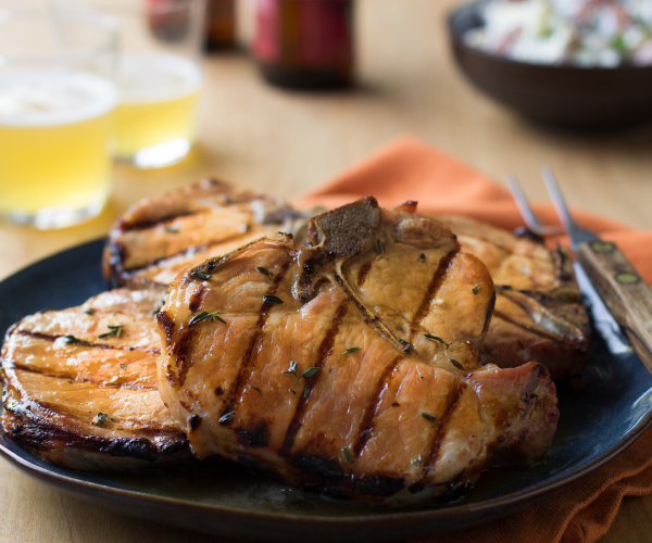 Cider-Brined Porterhouse Pork Chops Recipe | Blue Rhino