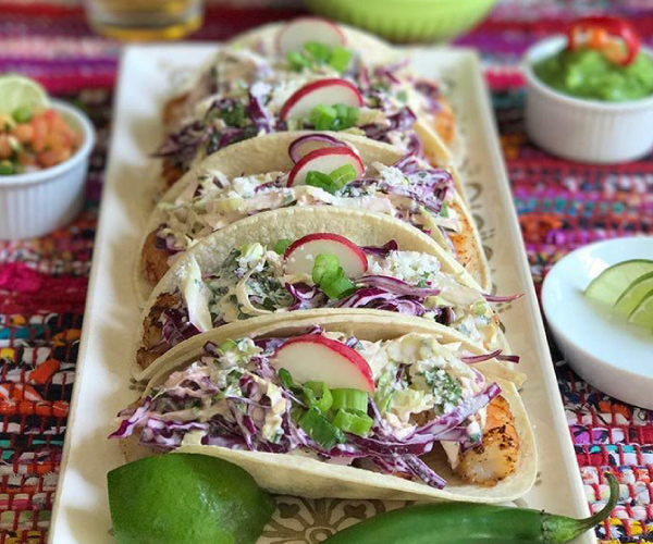 Grilled Prawn Tacos with Cilantro Slaw Recipe
