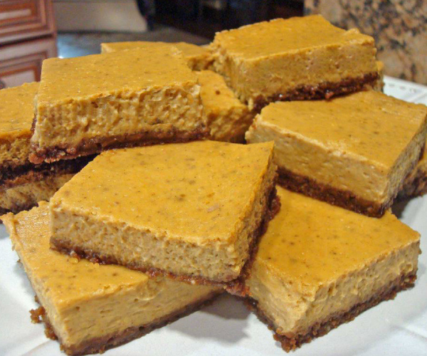 Bourbon Pumpkin Cheesecake Bars Recipe